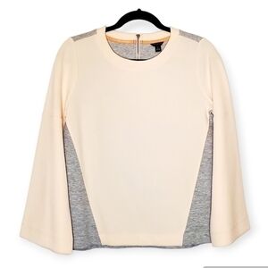NWT Ann Taylor Petite Soft Pink and Grey Colorblock Pull-on Sweatshirt